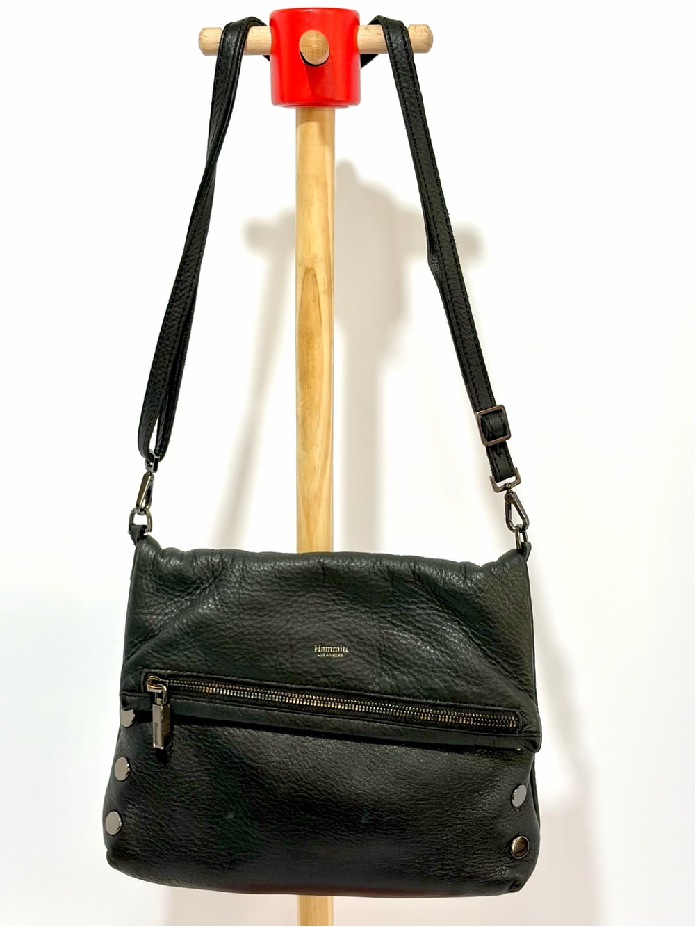 Hammitt VIP Medium Crossbody In Black Leather With Gunmetal Hardware